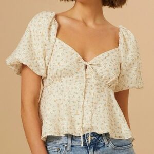 Altar'd State Cream Floral Blouse